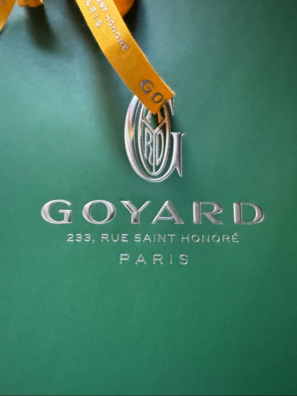 Goyard Green Gift Bag with Yellow Ribbon Accents - Picture 3 of 4